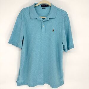 Polo Ralph Lauren Mens Classic Fit Light Blue Polo Shirt Size Large 100% Cotton